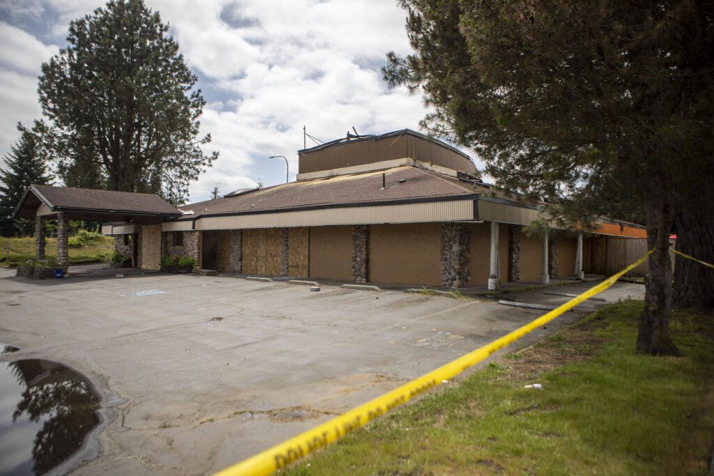 ReMyx’d Restaurant and Bar after a fire in Arlington, Washington on Sunday, May 28, 2023. (Annie Barker / The Herald)
