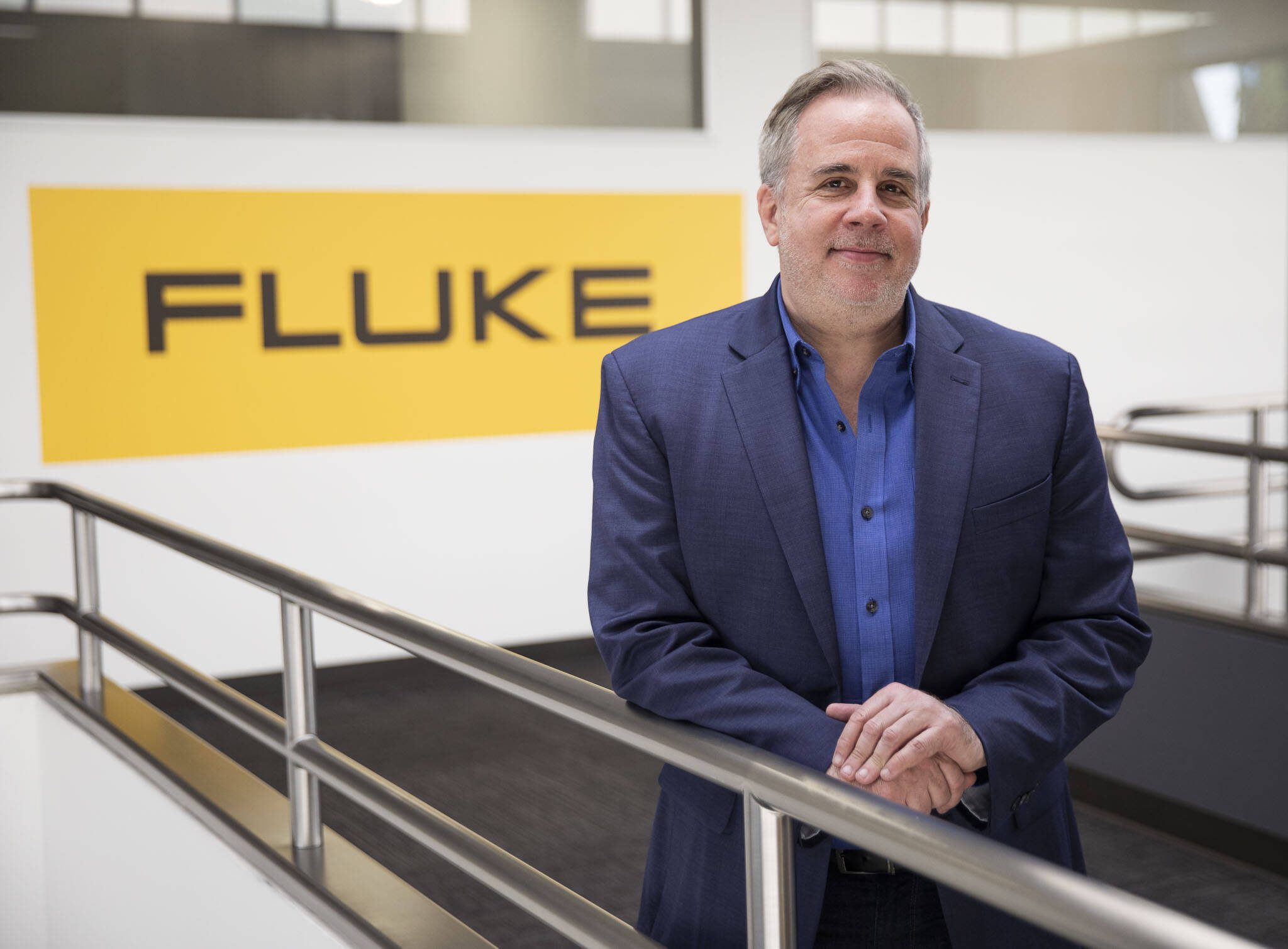 Fluke Corp. President Jason Waxman at the Everett offices on May 9, 2023 in Everett, Washington. (Olivia Vanni / The Herald)