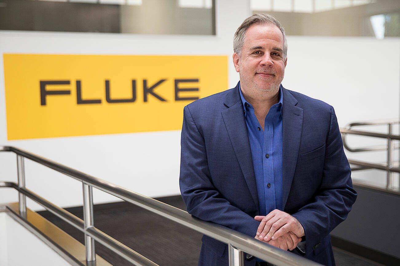 Fluke Corp. President Jason Waxman at the Everett offices on Tuesday, May 9, 2023 in Everett, Washington. (Olivia Vanni / The Herald)