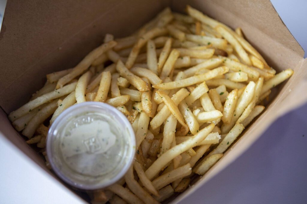 Fries at Pochi Bubble Tea Cafe in Lynnwood, Washington on Tuesday, May 30, 2023. (Annie Barker / The Herald)
