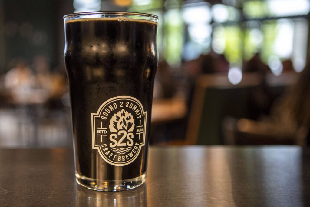 A drink at the new Sound2Summit taproom in Everett, Washington, on Friday, June 9, 2023. (Annie Barker / The Herald)
