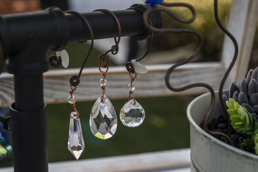 Items crafted by Amanda Sarah Metals at the Everett Farmers Market across from the Everett Station in Everett, Washington on Wednesday, June 14, 2023. (Annie Barker / The Herald)
