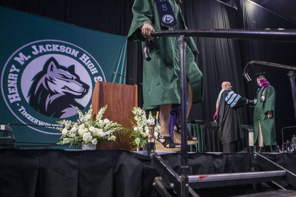 Scenes from the Jackson High School graduation ceremony at Angel of the Winds in Everett, Washington on Saturday, June 17, 2023. (Annie Barker / The Herald)
