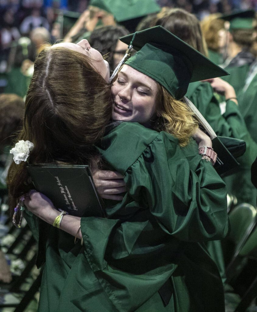 Scenes from the Jackson High School graduation ceremony at Angel of the Winds in Everett, Washington on Saturday, June 17, 2023. (Annie Barker / The Herald)
