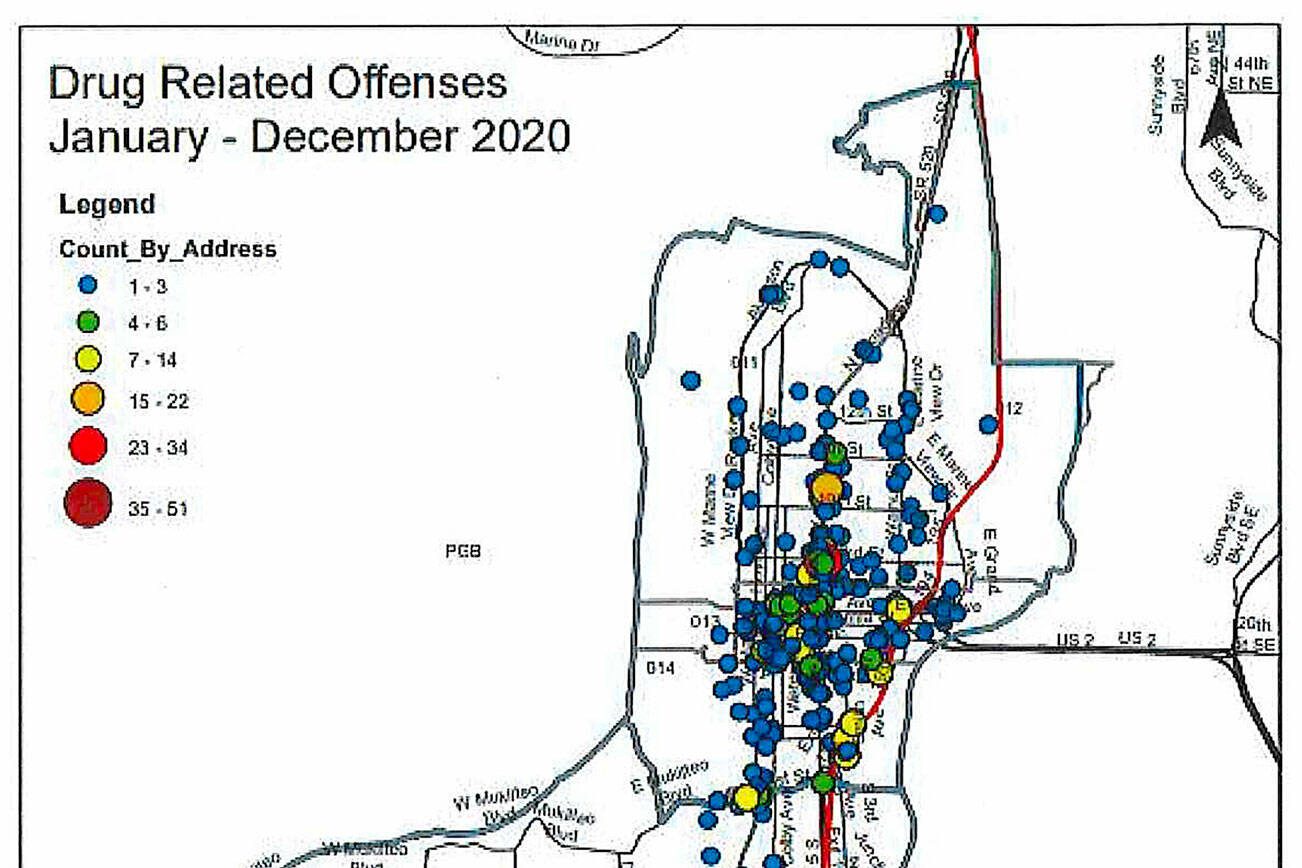 The Everett Police Department has asked the City Council to keep its nine Stay Out of Drug Areas, zones where people arrested for drug crimes are not allowed. (City of Everett)