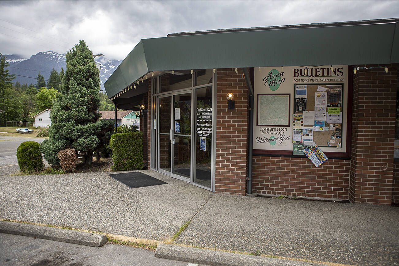 The Darrington Pharmacy in Darrington, Washington on Friday, June 16, 2023. The pharmacy is closing on July 21, 2023. (Annie Barker / The Herald)