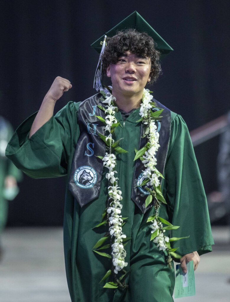 Scenes from the Jackson High School graduation ceremony at Angel of the Winds in Everett, Washington on Saturday, June 17, 2023. (Annie Barker / The Herald)
