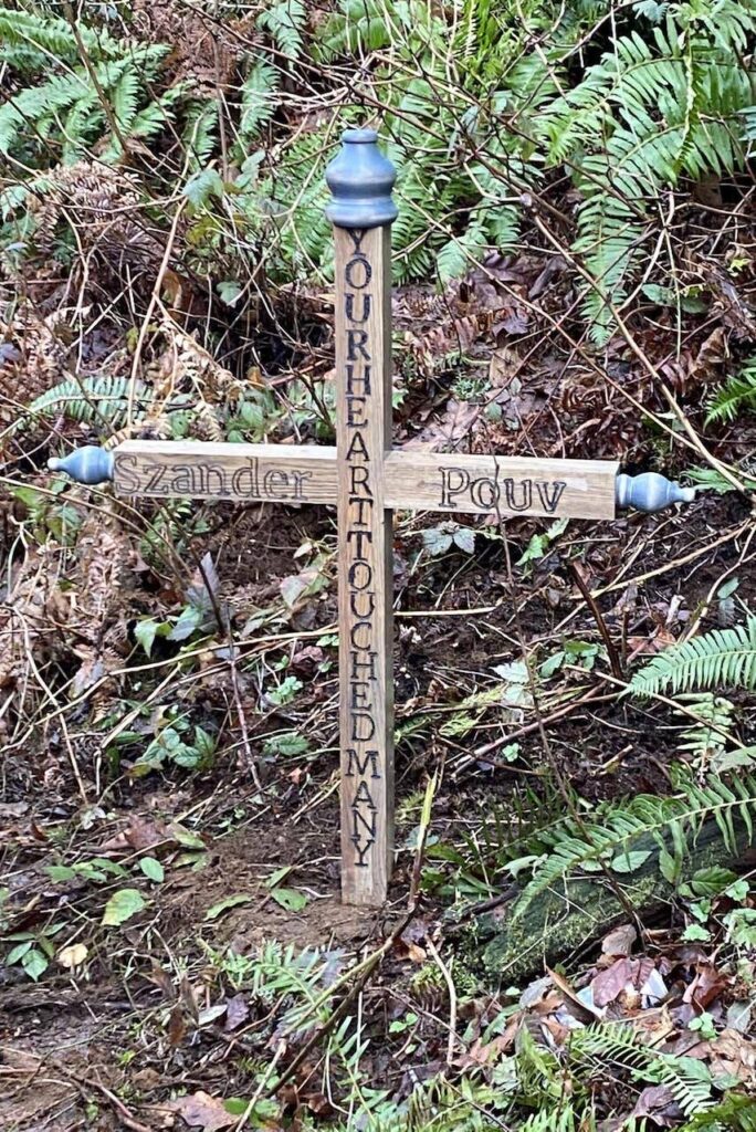 The original cross marking the site of a car crash that lead to the death of Szander Pouv. The cross recently went missing. (Photo provided by Haylee Munger)
