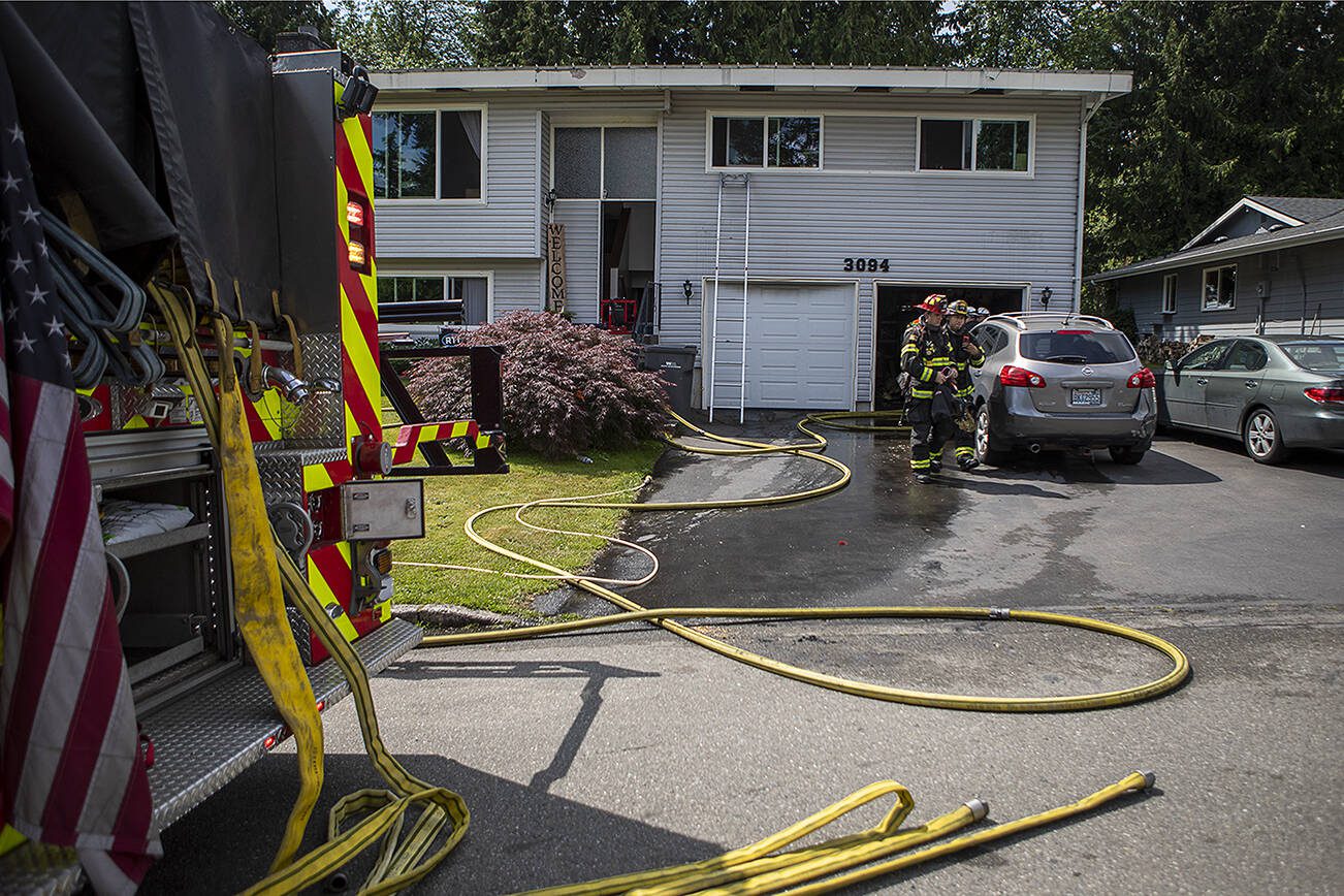 Scenes from a fire at 3094 224th Pl SW in Brier, Washington on Wednesday, June 21, 2023. (Annie Barker / The Herald)