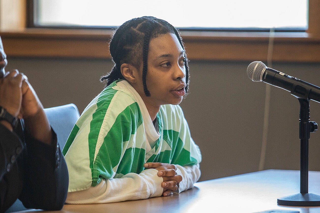 Shayla Baylor pleads guilty to second degree manslaughter during her hearing at the Snohomish County Courthouse on Monday, June 26, 2023 in Everett, Washington. (Olivia Vanni / The Herald)