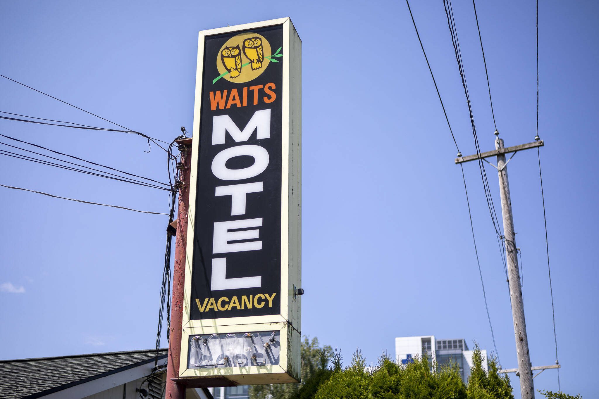 The Waits Motel in Everett, Washington on Thursday, June 22, 2023. The motel is under new managership. (Annie Barker / The Herald)