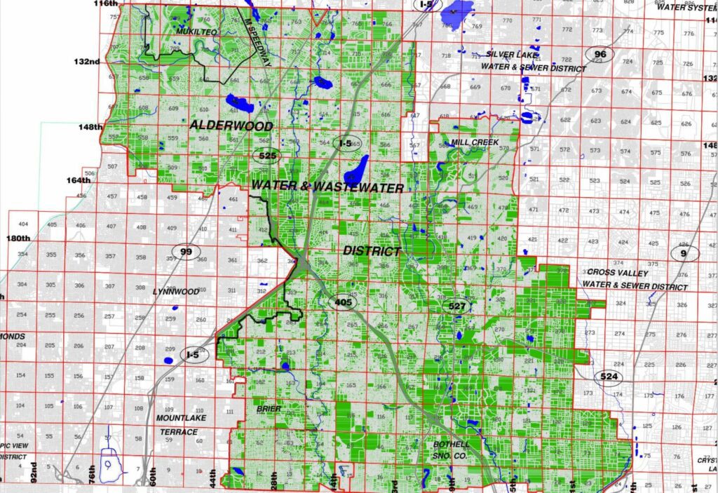 Alderwood Water and Wastewater District service area (Map provided by the Alderwood Water and Wastewater District)
