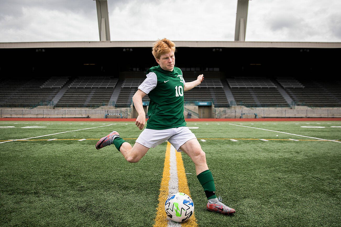 Edmonds-Woodway senior Ben Hanson is The Herald’s All-Area Boys Soccer Player of the Year. (Olivia Vanni / The Herald)