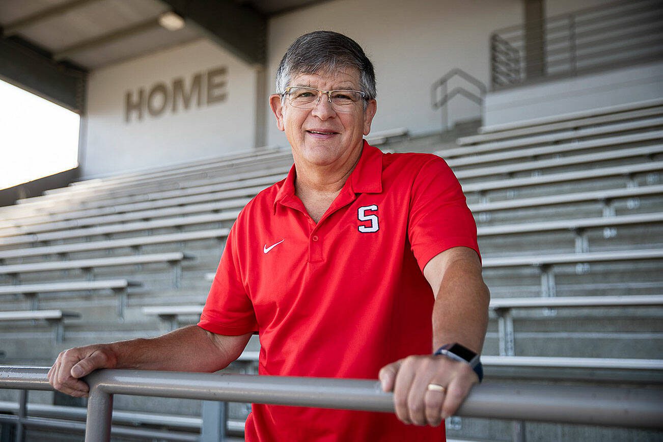 Mark Perry, who recently retired as athletic director at Snohomish High School. Perry spent years as an assistant and head coach for the football and boys wrestling teams before taking over as athletic director in 2013. He worked for Snohomish High School in different positions for more than 40 years. (Olivia Vanni / The Herald)