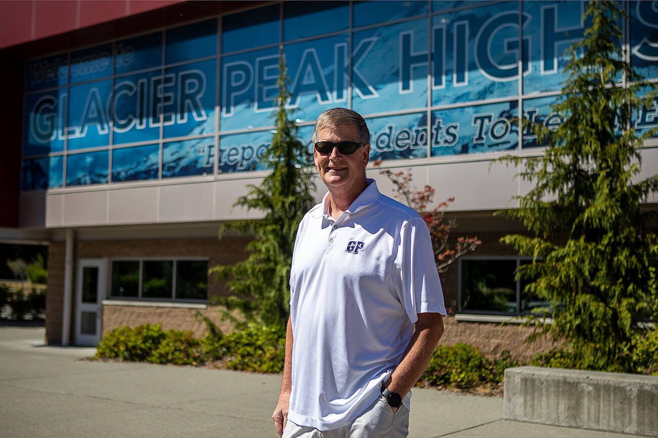 Kevin Judkins poses for a photo at Glacier Peak High School in Snohomish, Washington on Thursday, Aug. 03, 2023. (Annie Barker / The Herald)