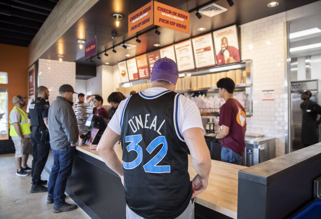 Tom Ceurvorst waits for his order at Big Chicken on Thursday, Aug. 10, 2023 in Mukilteo, Washington. (Olivia Vanni / The Herald)
