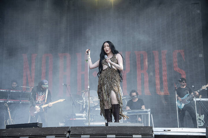 Noah Cyrus performs Oct. 14, 2022, on the second weekend of the Austin City Limits Music Festival at Zilker Park in Austin, Texas. (Amy Harris / Invision / AP)