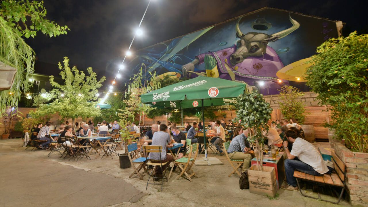 The open-air courtyard of a ruin pub in Budapest. (Rick Steves’ Europe)