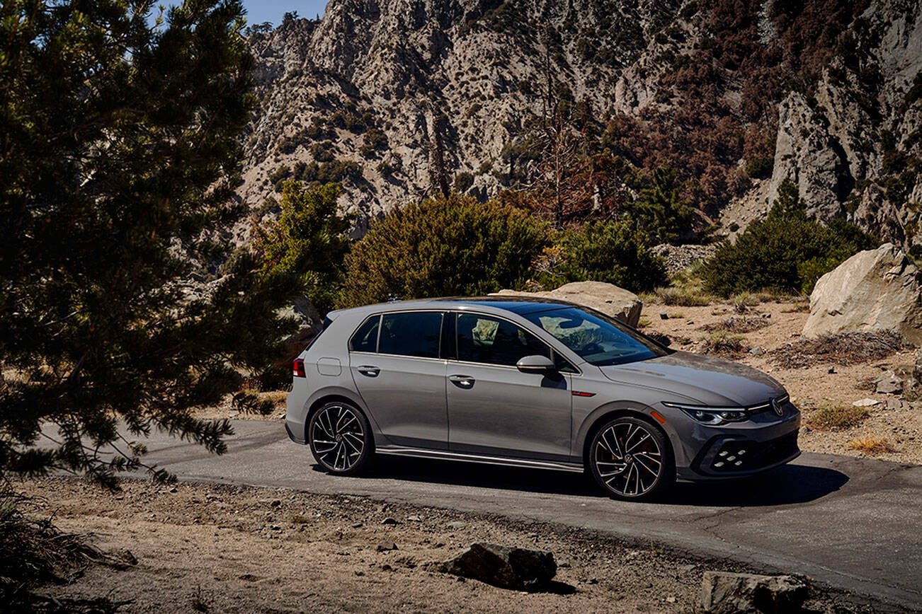 Black side sills create a character line along the bottom of the Volkswagen Golf GTI. (Volkswagen)