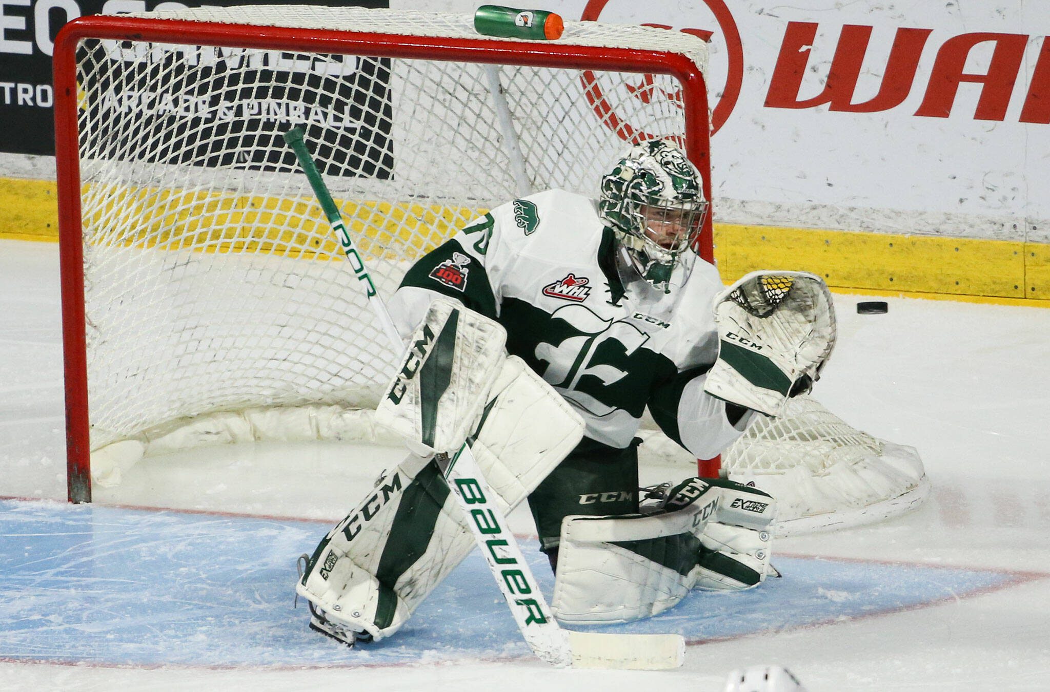 Carter Hart. (Andy Bronson / The Herald)