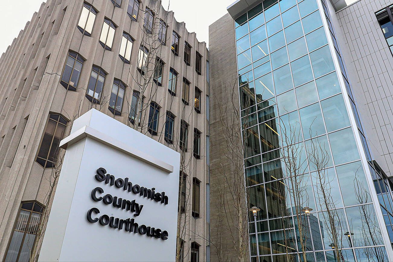 Snohomish County Superior Courthouse in Everett, Washington on February 8, 2022.  (Kevin Clark / The Herald)