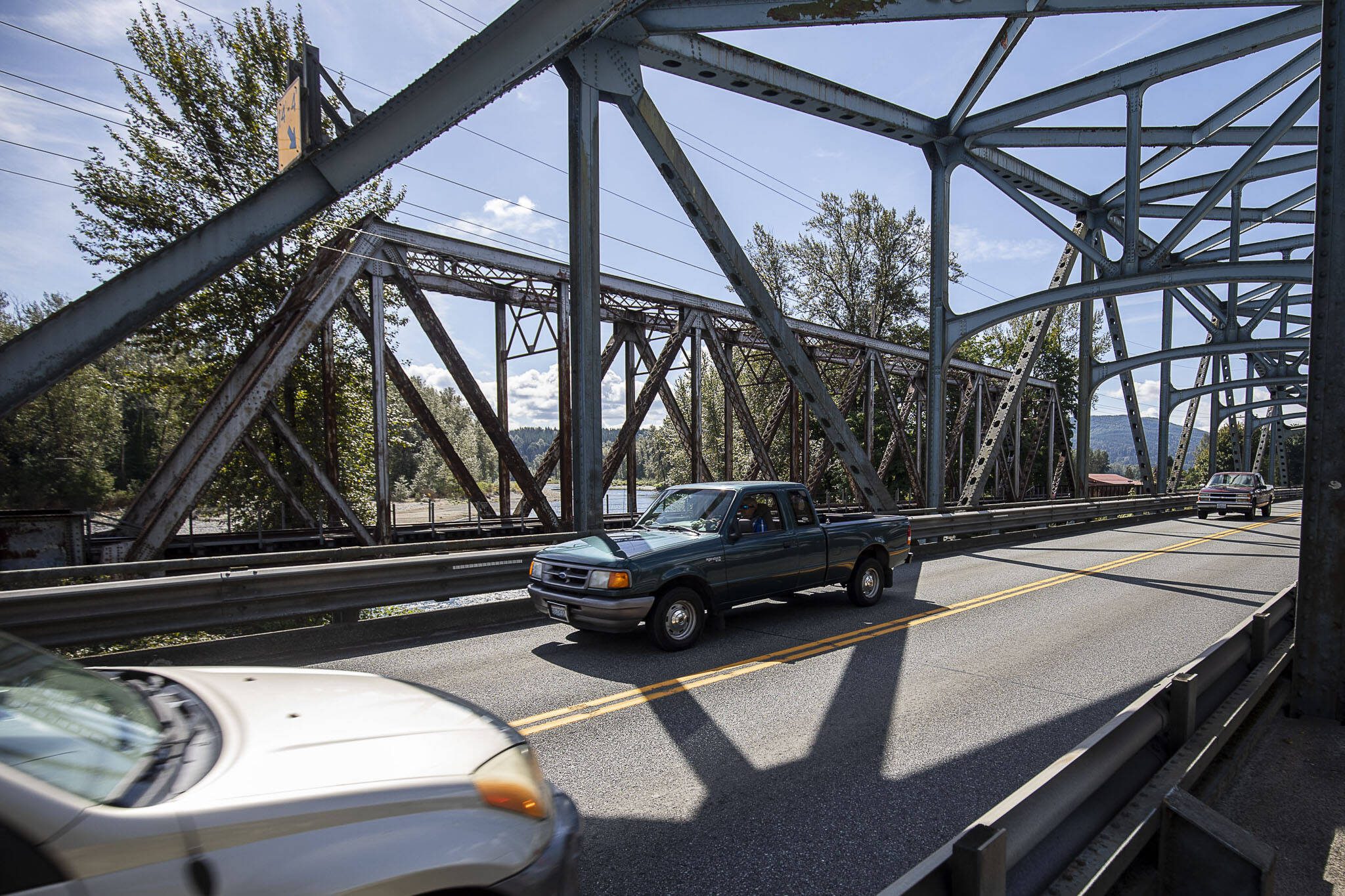 Cars drive near River Park in Sultan, Washington on Wednesday, Sept. 13, 2023. (Annie Barker / The Herald)