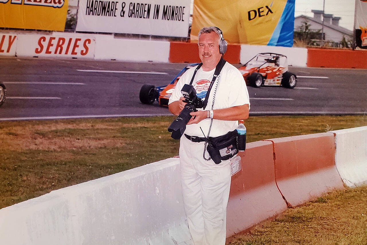 Tom Vick, longtime Evergreen Speedway photographer, in the early 2000s. (North Fork Photo)