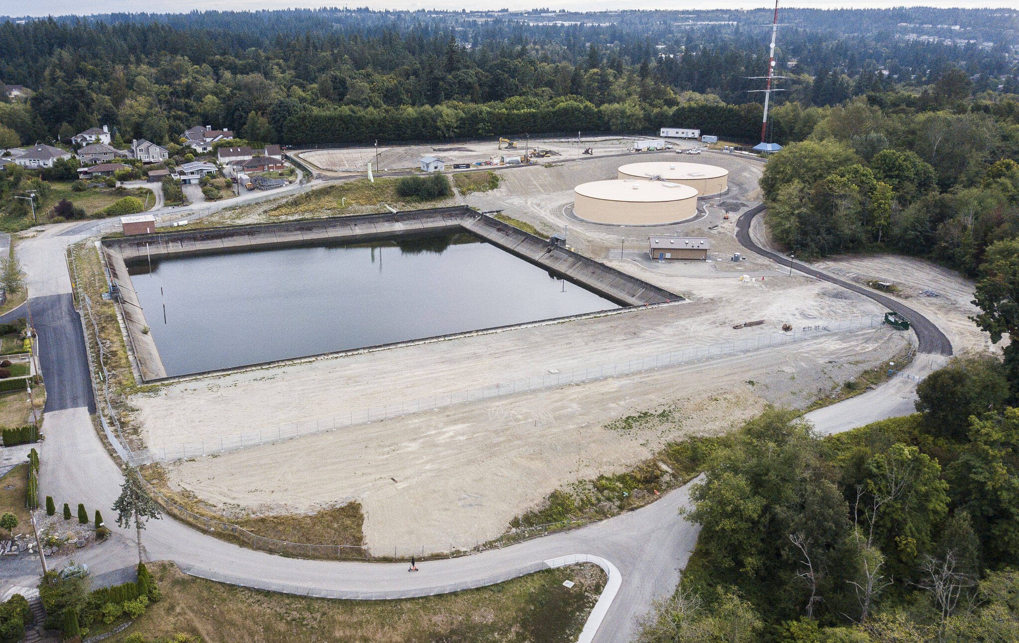 The Rucker Hill reservoir on Thursday, Sept. 7, 2023 in Everett, Washington. (Olivia Vanni / The Herald)