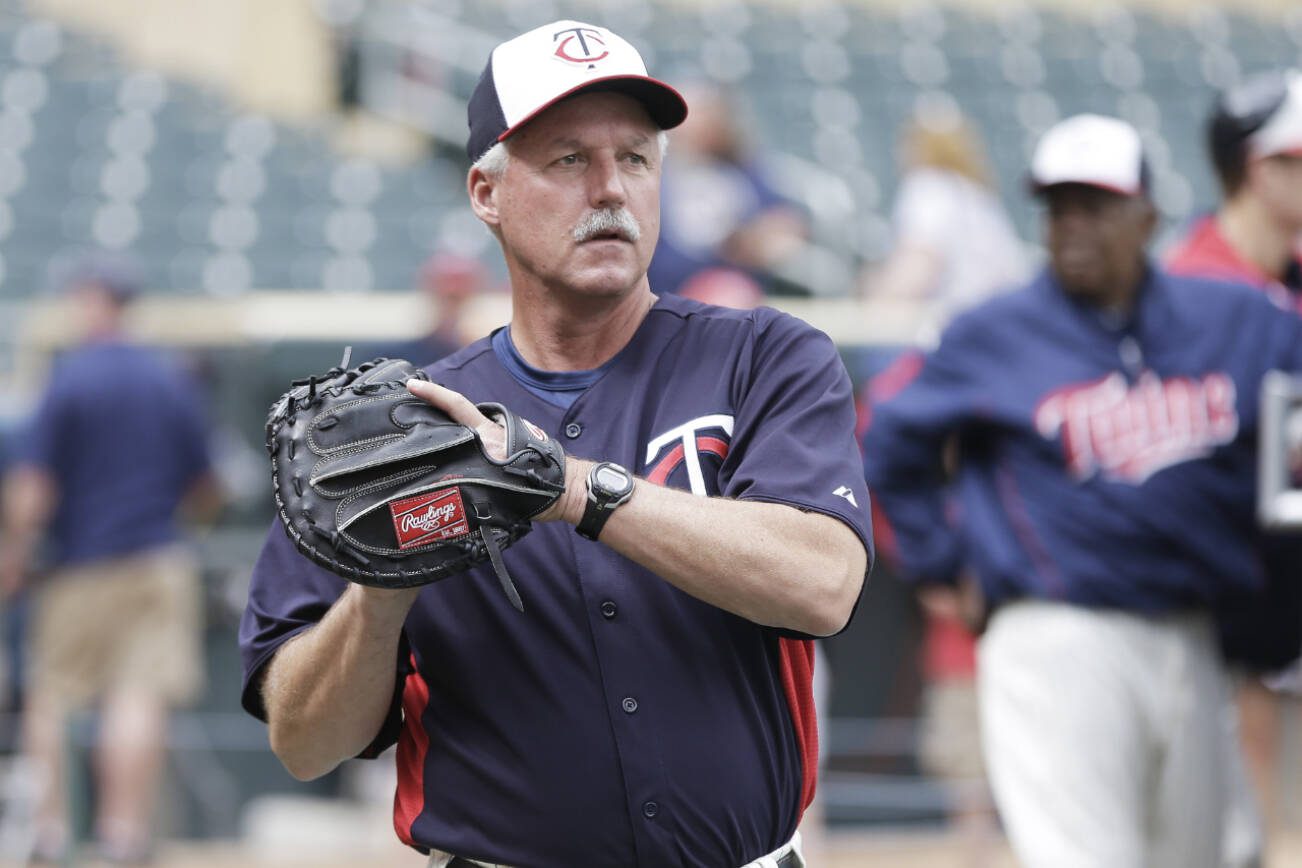 Minnesota Twins pitching coach Rick Anderson is shown during batting practice before a baseball game against the Boston Red Sox, Saturday, May 18, 2013, in Minneapolis. (AP Photo/Jim Mone)