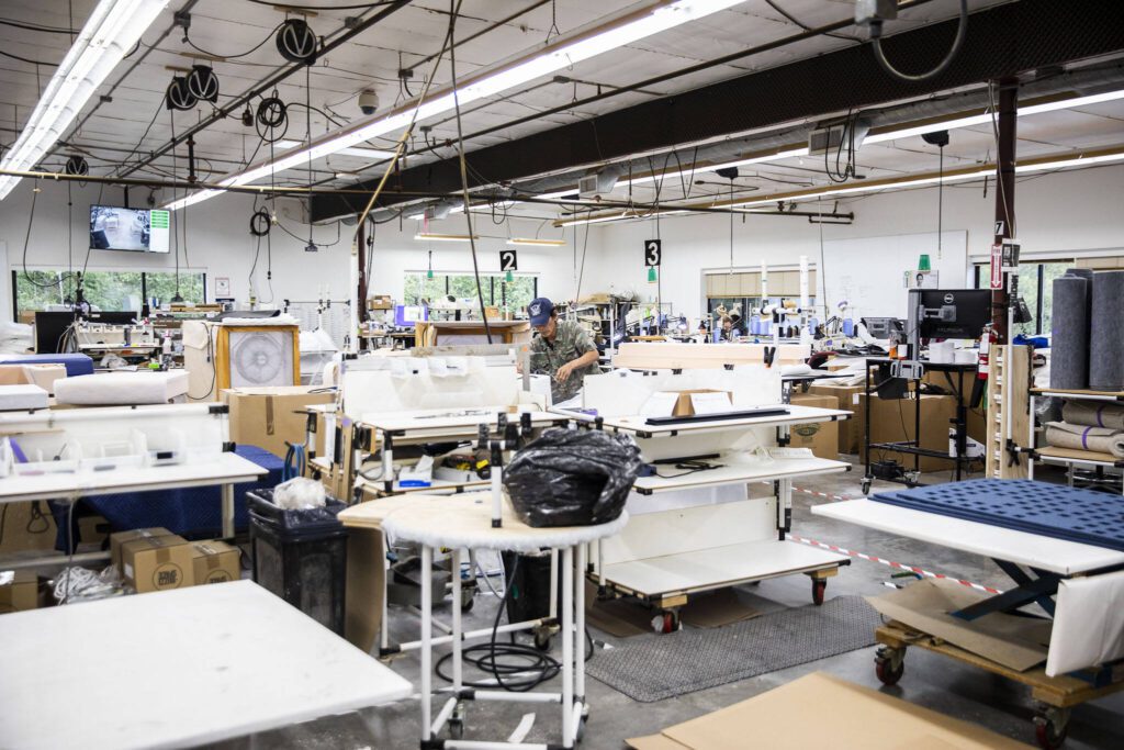 Inside the Kaas Tailored facility on Tuesday, Oct. 10, 2023 in Mukilteo, Washington. (Olivia Vanni / The Herald)
