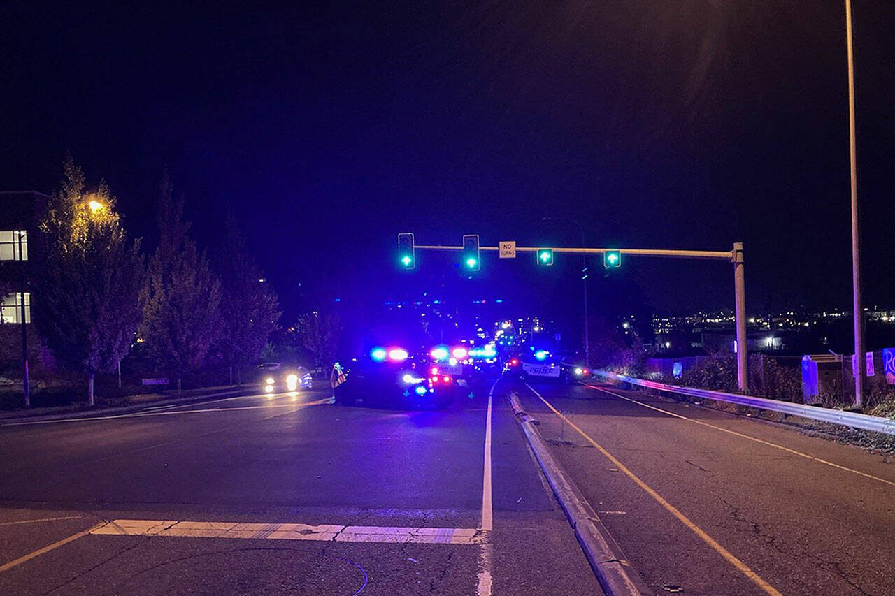 Police were investigating a suspected hit and run Monday morning in Everett that left one pedestrian dead. (Everett Police Department)