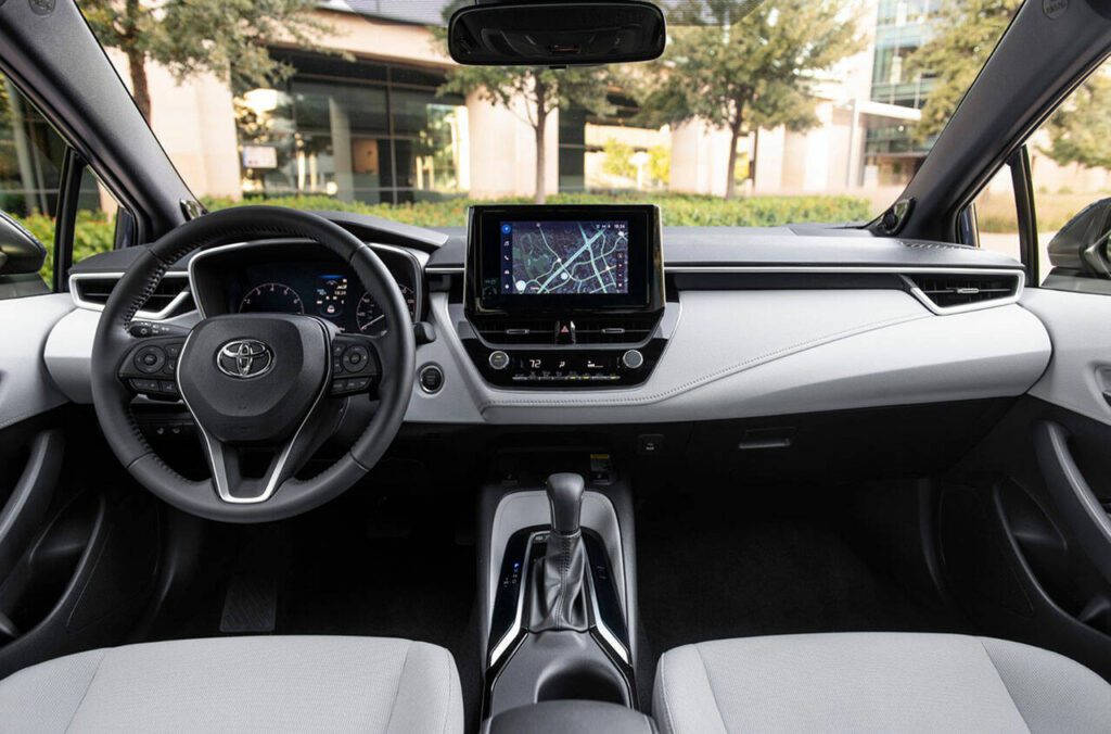 An 8.0-inch touchscreen infotainment system with Android Auto and Apple CarPlay is standard on every 2023 Toyota Corolla. (Toyota)
