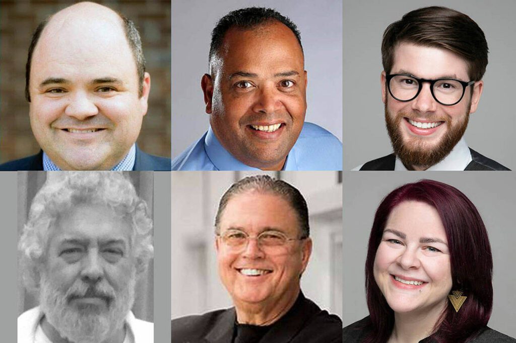 Top row from left: Mason Thompson, James McNeal and Carston Curd. Bottom row from left: Mark Swanson, Thomas Agnew and Amanda Dodd.
