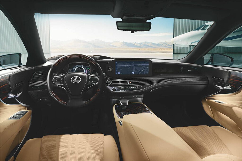 The Lexus Interface multimedia system with a 12.3-inch touchscreen display is new for 2023 in the LS 500 sedan. (Lexus)
