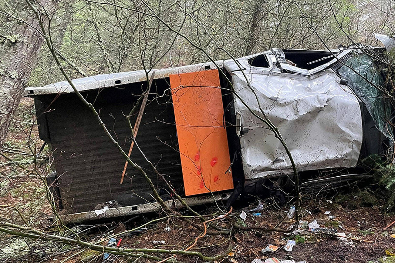 Remains of the truck that fell 400 feet off a steep embankment. (Kittitas County Sheriff)