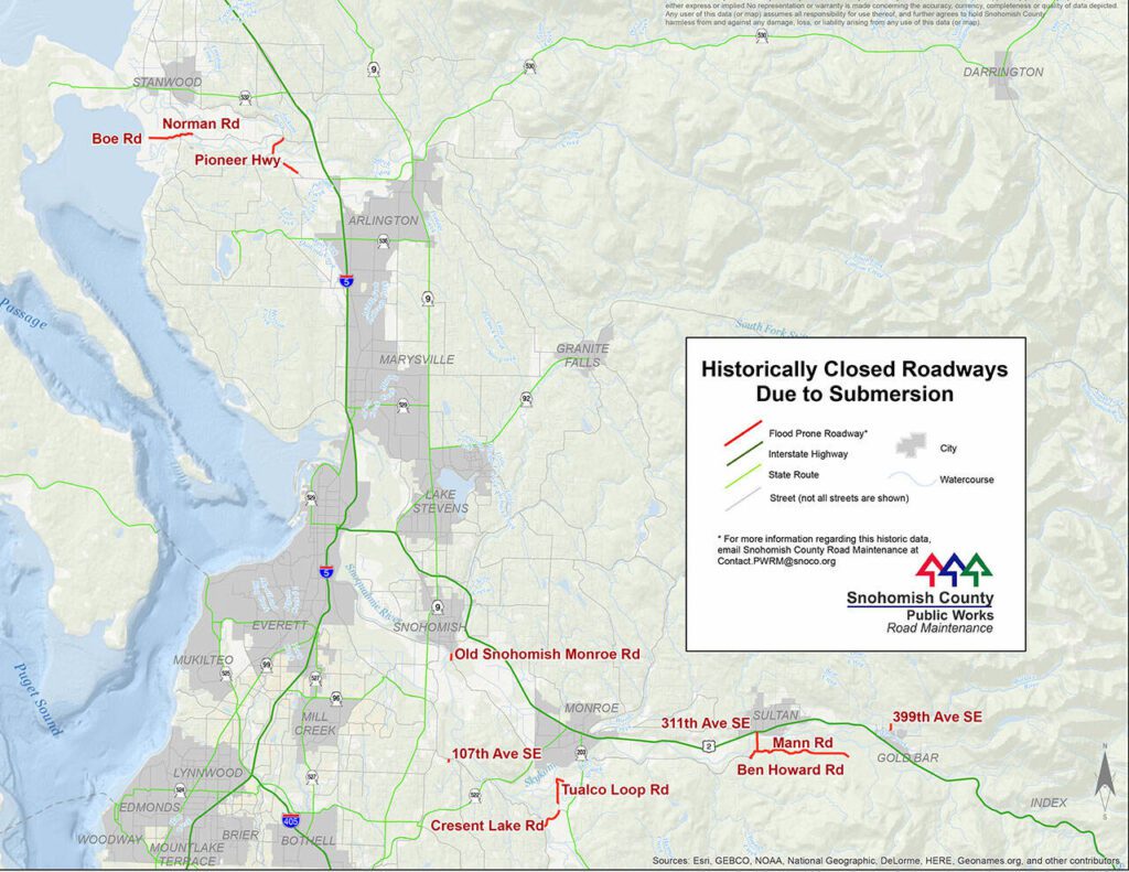 Flooding is a common occurrence in Snohomish County. It will get worse with climate change, scientists say. (Snohomish County Public Works)
