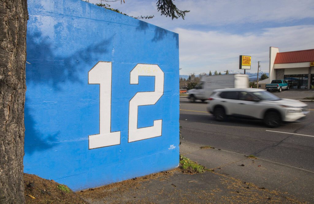 Evan Reed’s mural at the corner of 41st Street and Rucker Avenue on Tuesday, Nov. 21, 2023 in Everett, Washington. (Olivia Vanni / The Herald)
