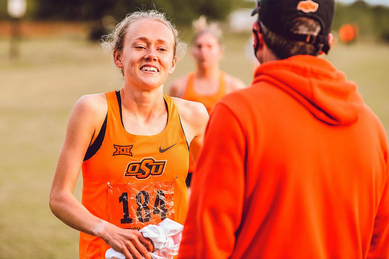 Oklahoma State distance runner Taylor Roe, a Lake Stevens High School graduate, finished second at the Big 12 Cross Country Championship on Oct. 30, 2020, in Lawrence, Kansas. (Oklahoma State photo)