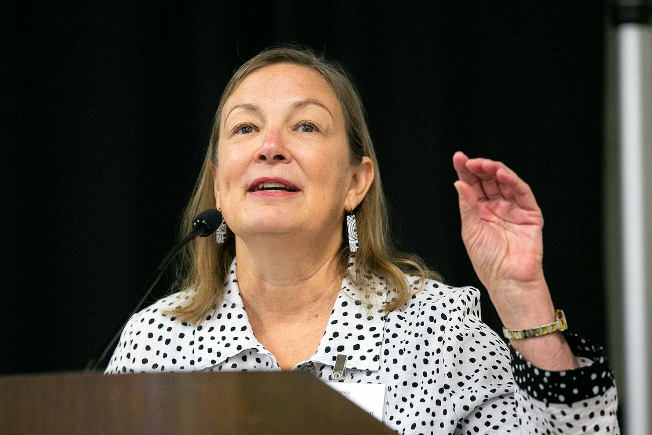 Sen. June Robinson (D-Everett) speaks during a Healthcare Summit at Everett Community College on Wednesday, Sept. 27, 2023, in Everett, Washington. (Ryan Berry / The Herald)