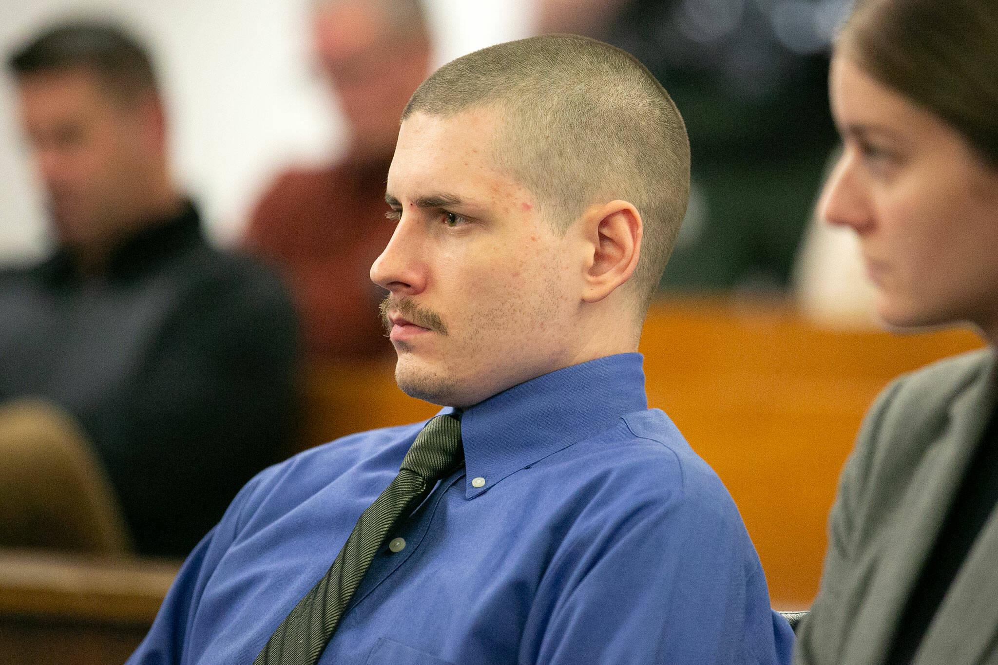 Shayne Baker appears in court during a sentencing hearing Friday, Dec. 8, 2023, at Snohomish County Superior Court in Everett, Washington. (Ryan Berry / The Herald)