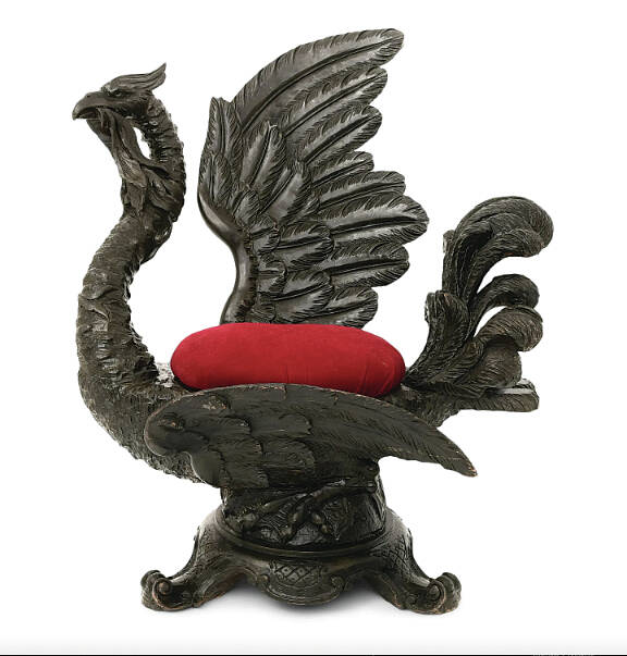 Have you ever dreamed of sitting on an ostrich’s back? Fantasy furniture like this 19th-century wooden chair can make it come true.
