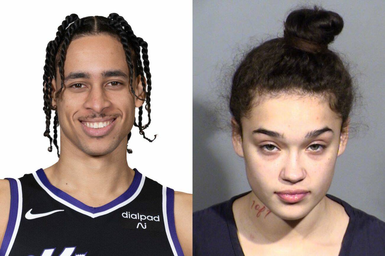 Las Vegas police arrested former Stockton Kings center Chance Comanche, 27, left, and his girlfriend Sakari Harnden, 19, in the suspected killing of a Lynnwood woman. (Photos provided by AP Photo and Las Vegas Metropolitan Police Department)