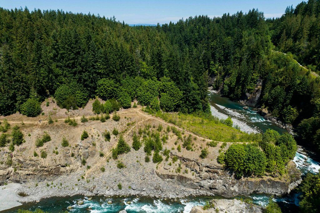 Water flows along a bend of the Elwha River on July 13, 2023. (Daniel Kim/The Seattle Times/TNS)
