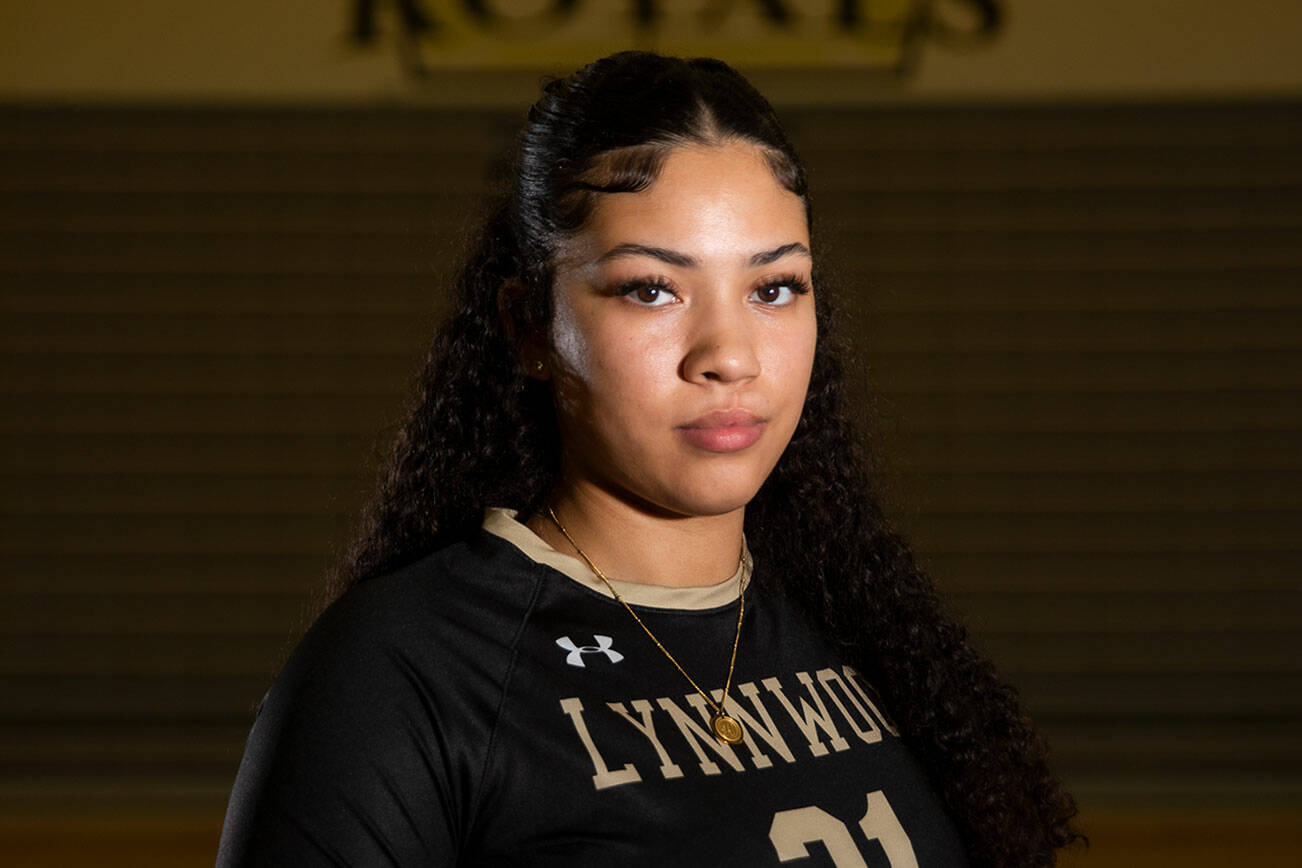 Lynnwood senior middle blocker Hannah Johnson is The Herald’s Volleyball Player of the Year. (Olivia Vanni / The Herald)