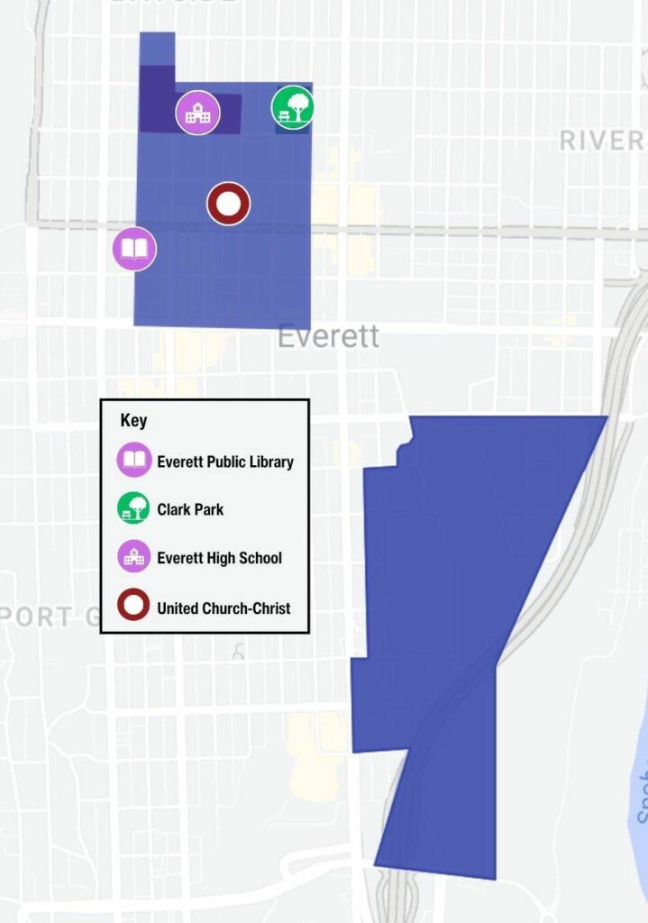The “no sit, no lie” buffer zone in downtown Everett.
