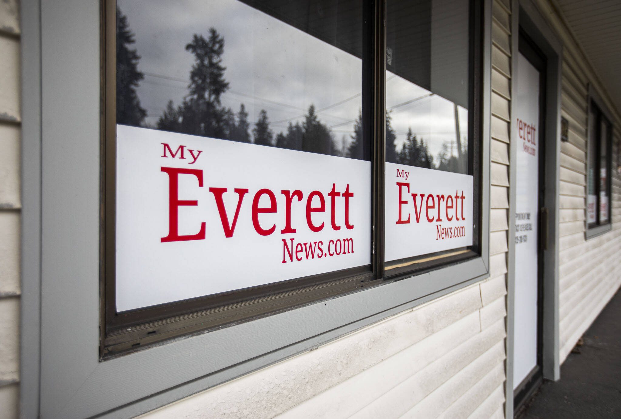 Outside of the MyEverettNews.com office on Wednesday, Jan. 3, 2024 in Everett, Washington. (Olivia Vanni / The Herald)