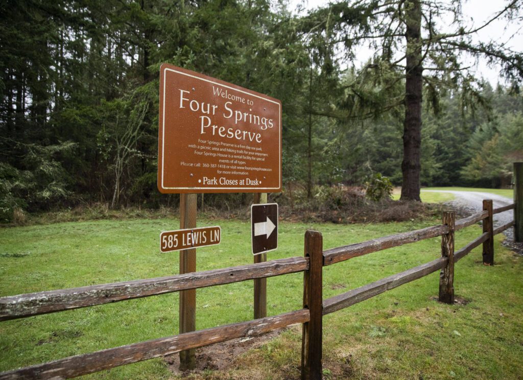 Outside of Four Springs Preserve on Monday, Jan. 22, 2024 in Camano Island, Washington. (Olivia Vanni / The Herald)
