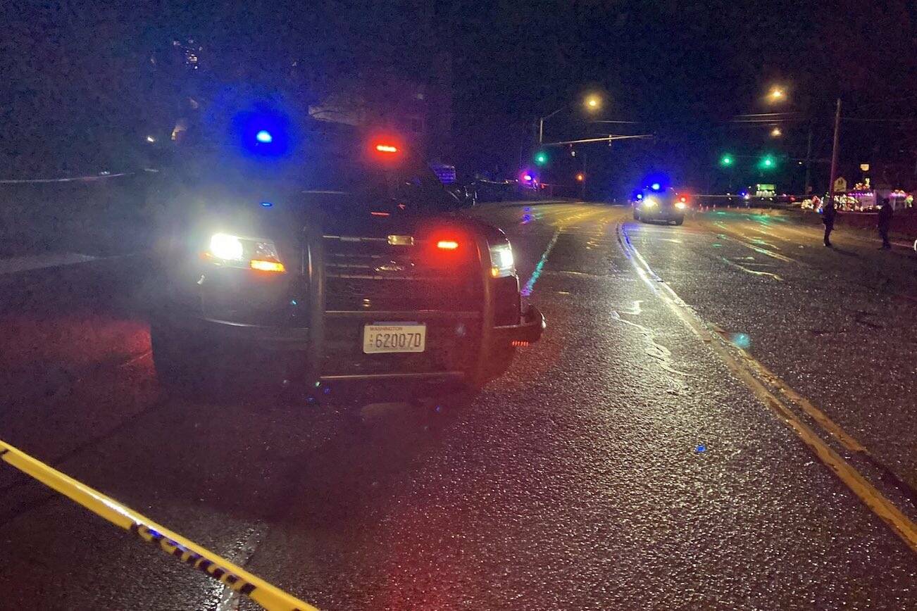 Edmonds police officers investigate a shooting that occurred at 236/Edmonds Way Thursday in Edmonds, Washington. (Edmonds Police Department).