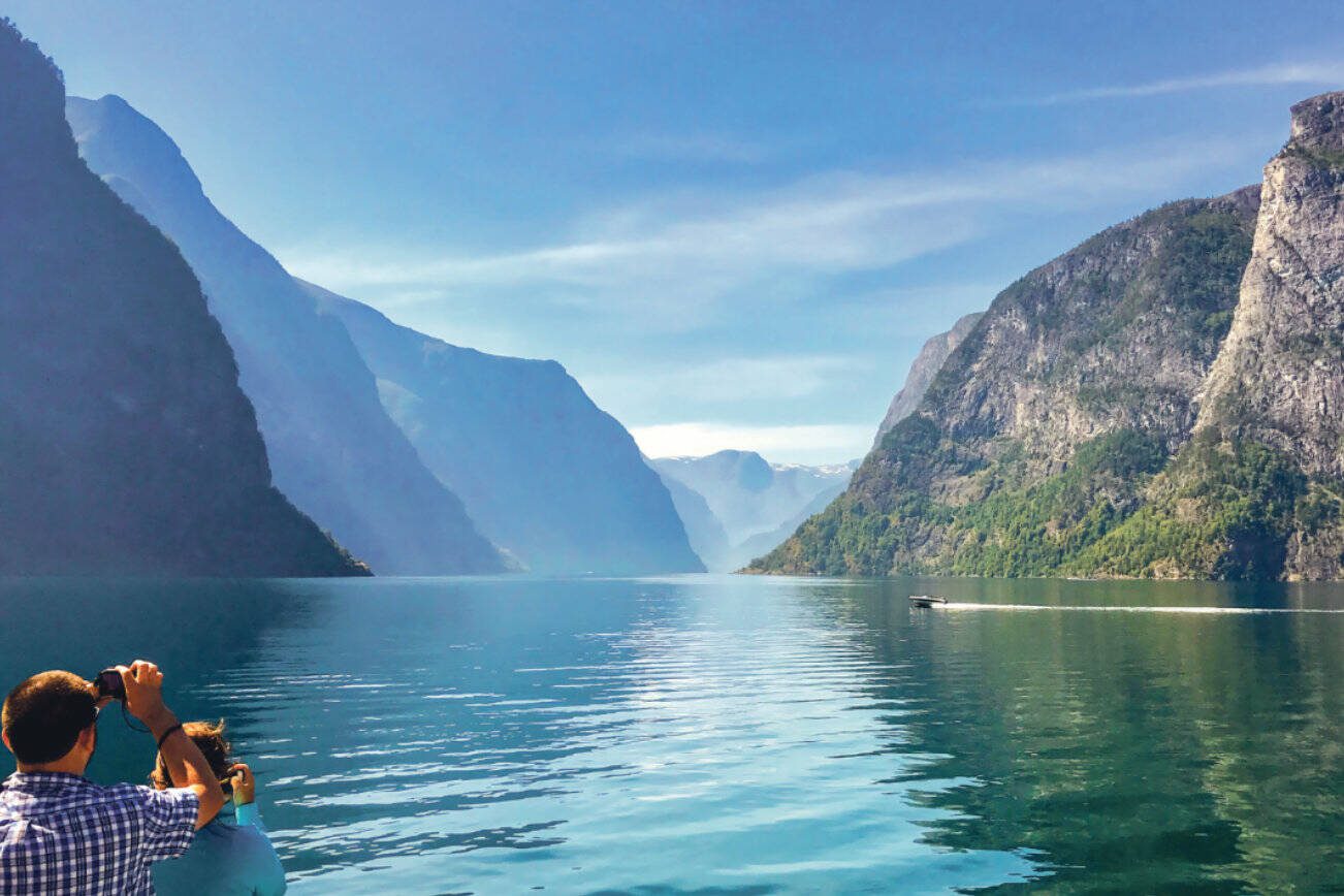 Norway’s rugged west coast is slashed by fjords — stunning inlets carved out by ancient glaciers. Of these, the Sognefjord – Norway’s longest (120 miles) and deepest (1 mile) – is tops. Ferries and catamarans connect visitors and locals alike to several of this sparsely populated region’s scenically situated villages and towns.