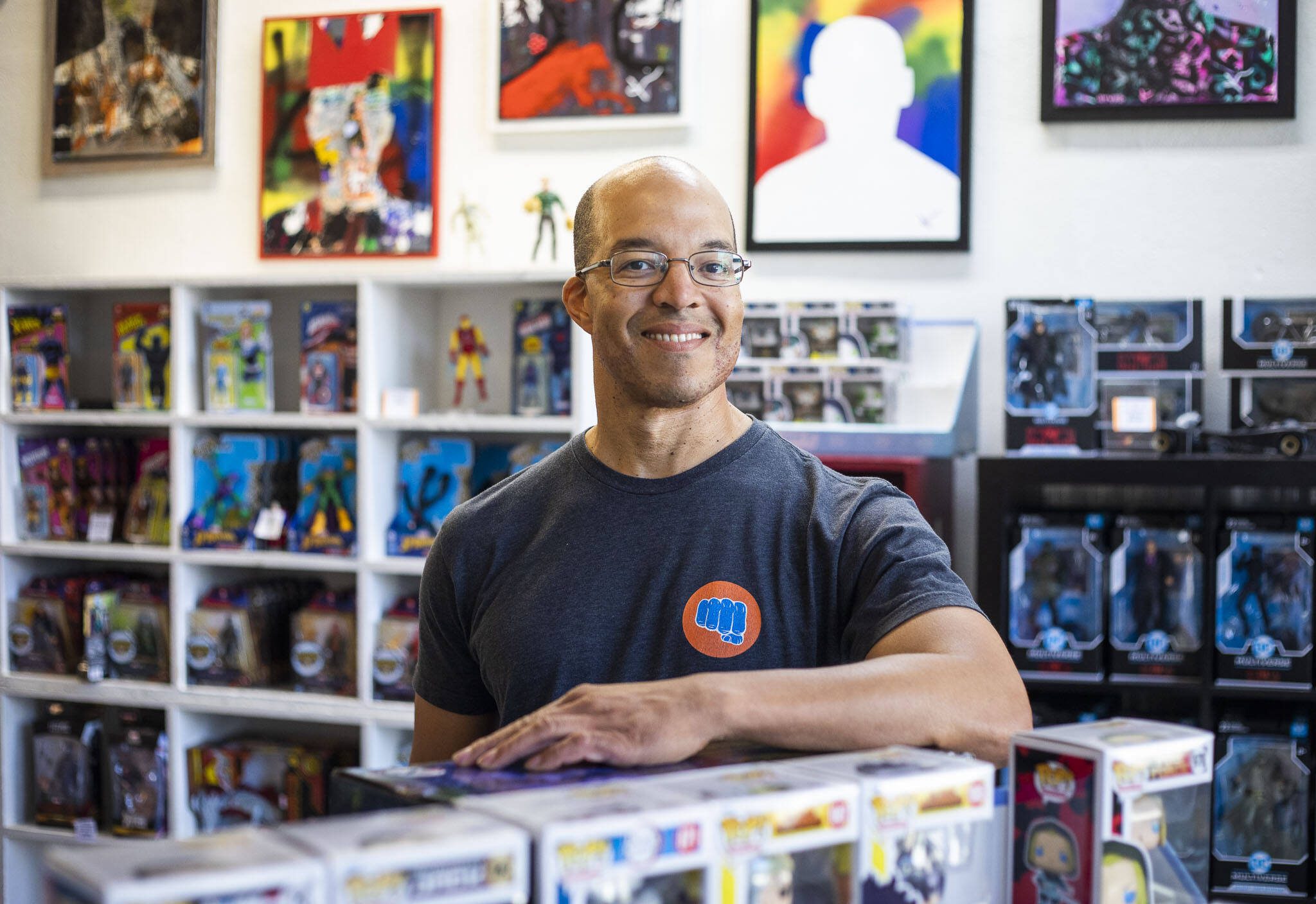 MyMyToyStore.com owner Tom Harrison at his brick and mortar storefront on Tuesday, Sept. 6, 2022 in Everett, Washington. (Olivia Vanni / The Herald)